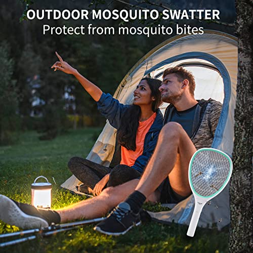 2 Pack Bug Zapper Racket Electric Fly Swatter (2 Pack - Light Green)