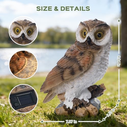 Solar Owl Garden Outdoor Statue (Owl)