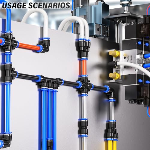 TAILONZ 12mm Push to Connect Fitting Splitters+Elbows+Tees+Straight 8Pcs