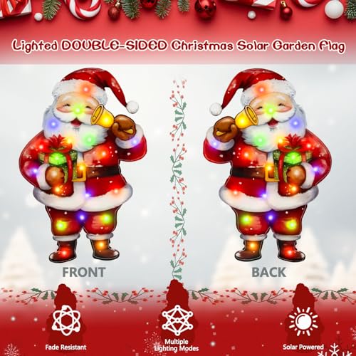 12x18 Lighted Christmas Santa Garden Flag (Santa-Colorful-12x18 / 12×18inch)