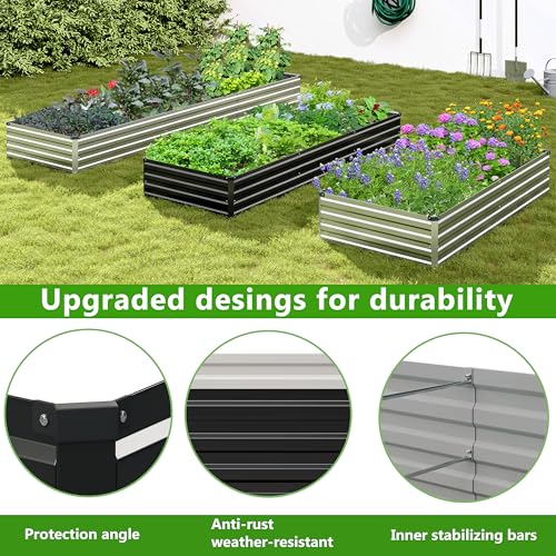 2PCS 7x3x1ft Galvanized Raised Garden Bed (7x3x1(2PCS) / Black)