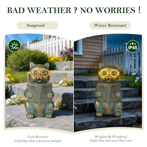 Solar Reading Cat Decor with Light (Cat)