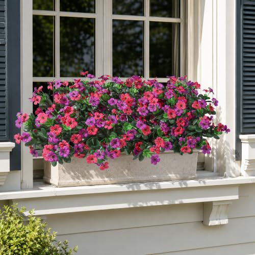 Artificial Flowers for Outdoor Indoor Garden Home Decoration (Fabric Purple Pink)