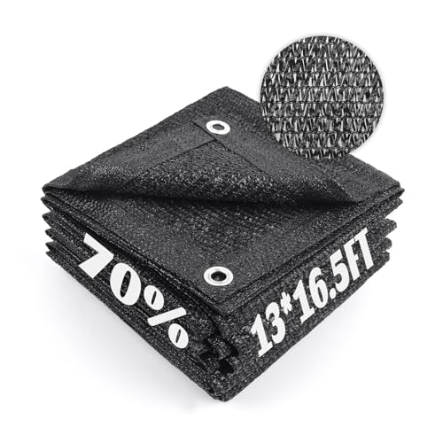 Sun Shade Cloth with Grommets for Garden (13FTx16.5FT / 70% Shade-Black)