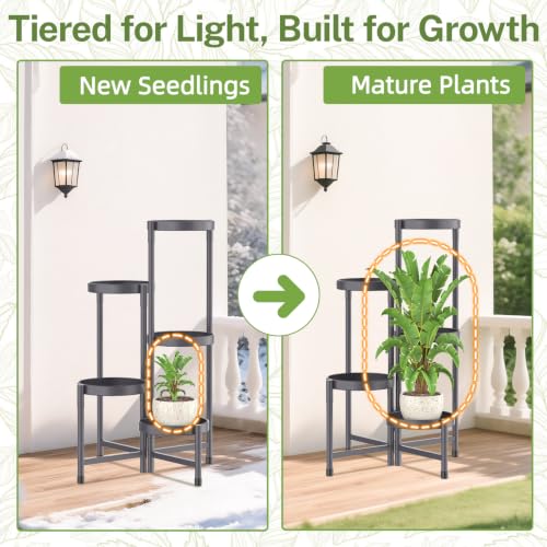 Plant Stand Indoor Outdoor (Dark Gray / 5 Tiers)
