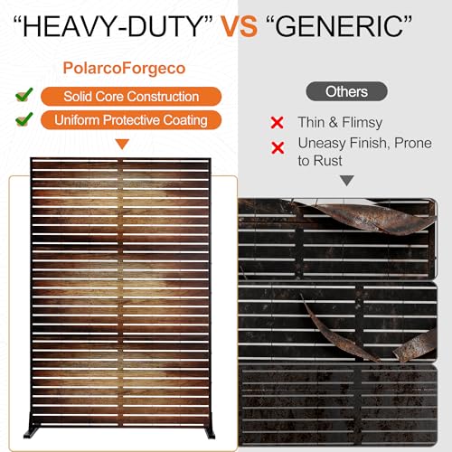 Metal Freestanding Privacy Screen Panels Outdoor (71"H×47"W / Retro Wood Grain)