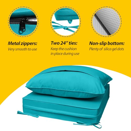 Outdoor Chair Cushions (Turquoise Blue / 22"x22"x3" / 22"x17")