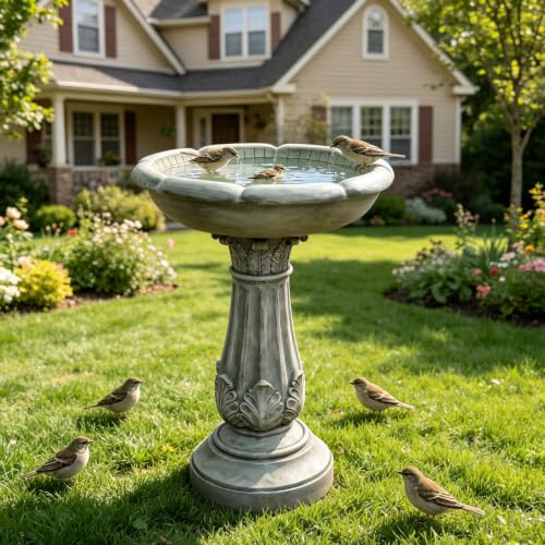 23.23”Tall Resin fiber Outdoor Bird Baths for Garden (23.23''H)