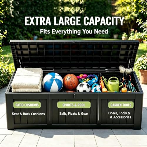 300 Gallon Outdoor Storage Box (Black / 265GAL)