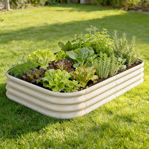 4 Pcs 6x4x1ft Galvanized Raised Garden Bed (Green / 6x4x1ft)