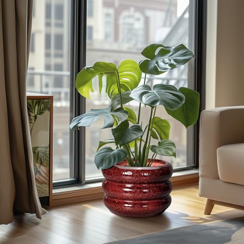 10 Inch Plant Pots (10 Inch / Leopard Print Red)