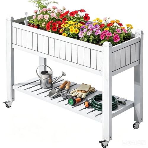 Raised Garden Bed 42.5x17.3x35.4 in (43x18x35in / White)