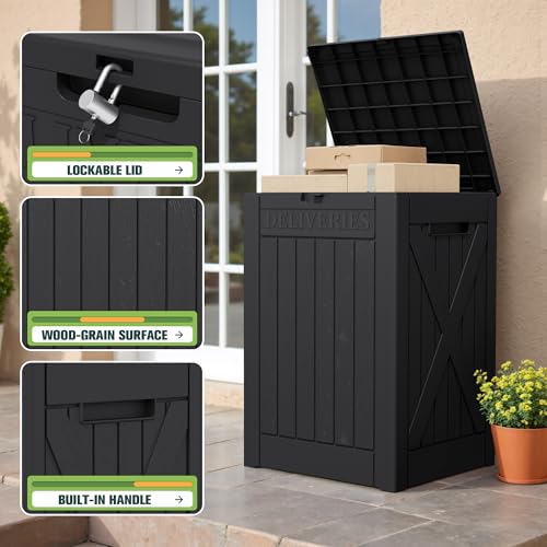 52 Gallon Large Outdoor Package Delivery Box (Black / 52 Gallon)