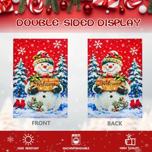 12×18 Christmas Snowman Garden Flag (Red / 12×18inch)
