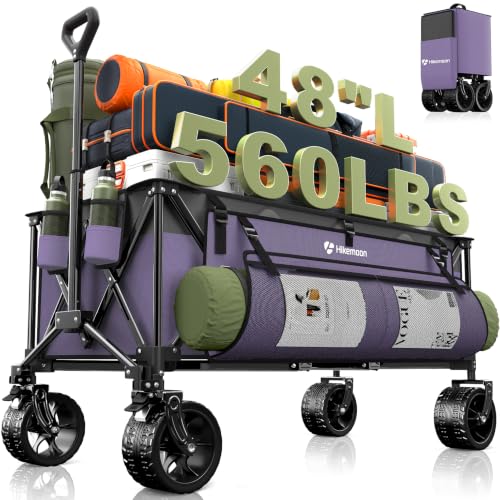 48'' Extra Large Collapsible Wagon with Big Wheels (Purple)