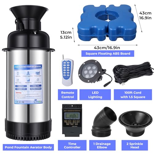 Pond Fountain Aerators with Light (Blue B)