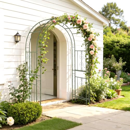 Garden Arbor Double Layer Arch Archway for Wedding Ceremony Party (Olive Green / 7 FT)