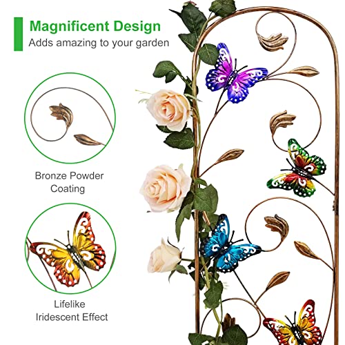 Set of 2 Butterfly Metal Garden Trellis for Climbing Plants