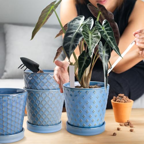 Plant Pots 5 Inch Pots for Indoor Plants (4 Count)
