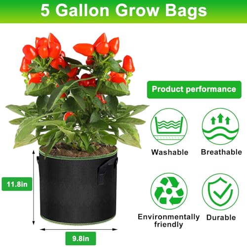 3 Pack 5 Gallon Grow Bags (3 Count)
