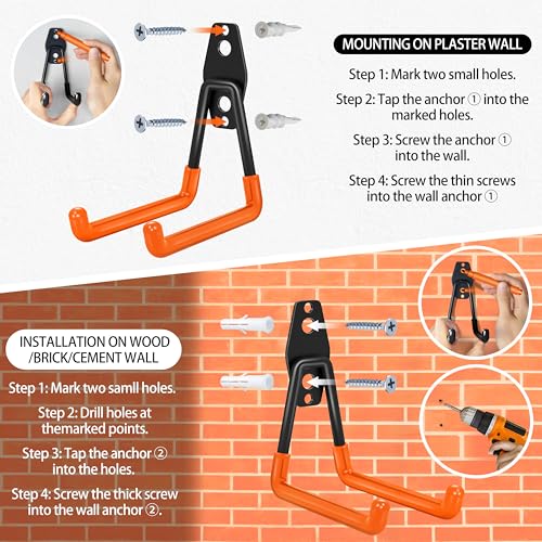 28 Pack Garage Hooks Heavy Duty with Non Slip PVC Coating (Orange / 28pack)