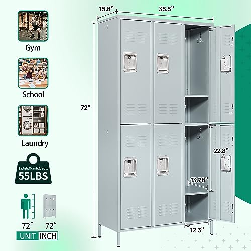 Metal Lockers for Employees (6 Door / Grey)