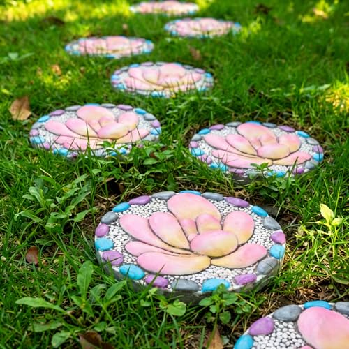 Succulent Pattern Cement Stepping Stones 0.75 * 10 * 10 Inch (purple)