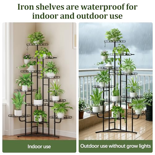 58" Tall Plant Stand Indoor (Black / 10-Tier)
