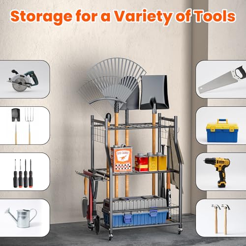 Garden Tool Organizer Yard Storage Stand for Garage w (Medium)