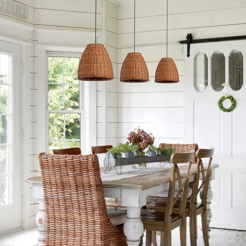 13.8" Rattan Pendant Light (Dark Brown Rattan / 13.77" 2-Light)