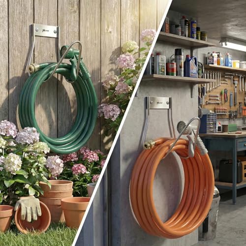 Garden Hose Holder Stainless Steel Small Wall Mount Garden Hose Hook (80 Feet)