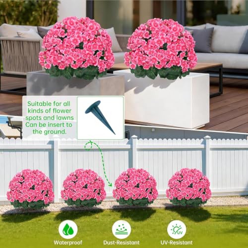 2Pack Artificial Topiary Pink Flower Bushes for Outdoor (Pink Crabapple Blossoms)