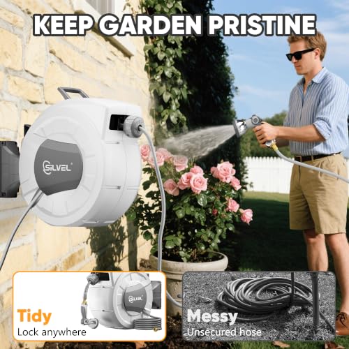 Retractable Garden Hose Reel (Light Grey / 5/8"×75FT)