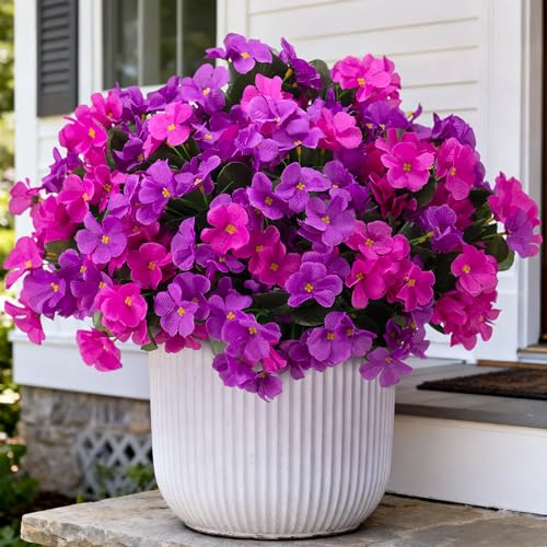 Artificial Flowers for Outdoors Planter UV Resistant Faux Hydrangea (C-purple)