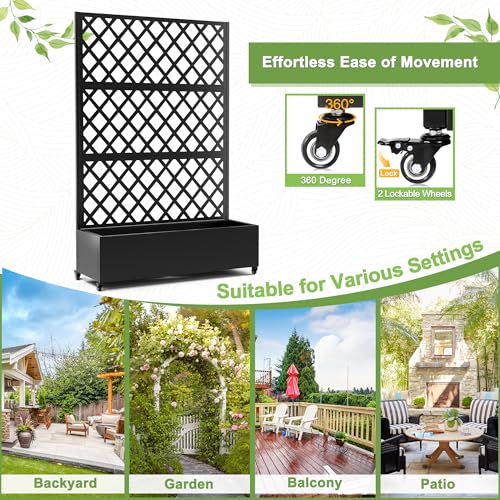 Metal Planter Box with Privacy Screen
