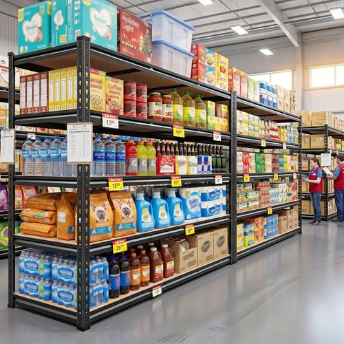 48" W Garage Shelving 3080LBS Storage Shelves 5 Tier Industrial Shelving Adjustable Metal Storage Shelves for Garage (48" W x 72" H x 24" D)