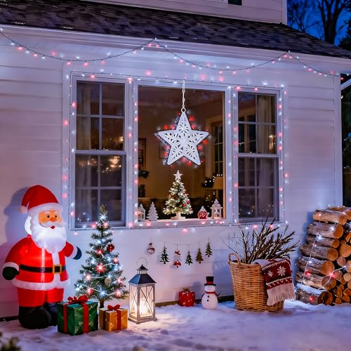 2 Pack Solar Christmas Lights (Red and White / 100LED*2)