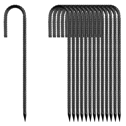 12 Inch Rebar Stakes (20pcs / J-HOOK-Black-6mm)