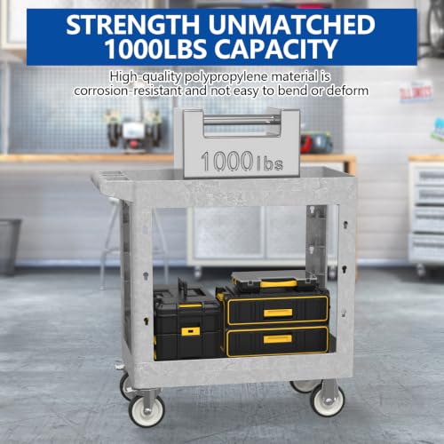 Large Garage Plastic Utility Cart (Gray / 34 x 17 Inch)