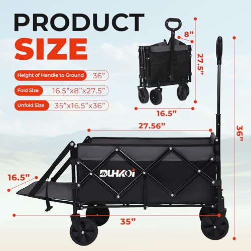 Foldable Wagon with Tailgate (Black Gray)