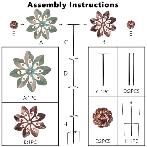 Wind Spinners Outdoor with 2 Blades (13"(Light Green & Antique Bronze))