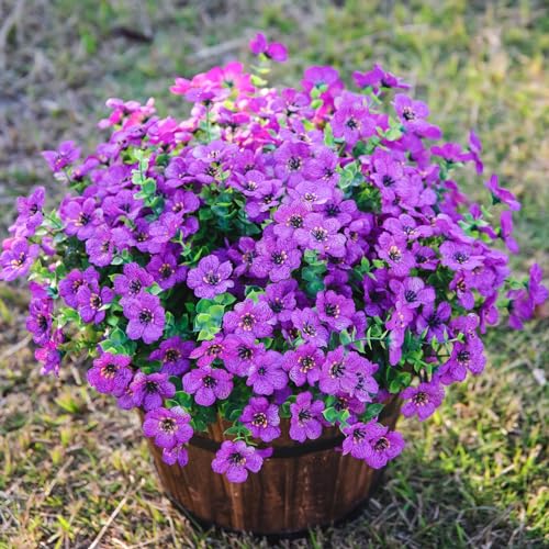 Artificial Flowers for Outdoor Indoor Garden Home Decoration (Purple)