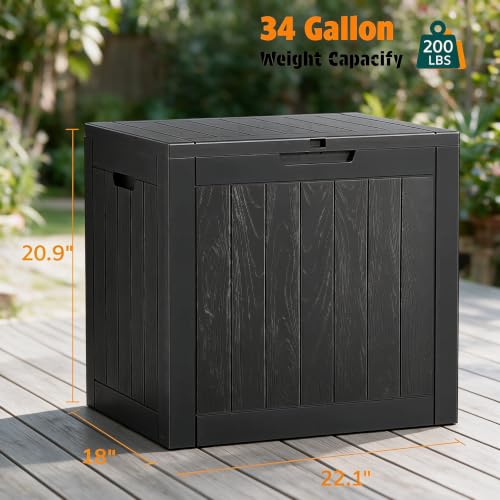 34 Gal Outdoor Storage Box Waterproof Lockable (34 Gallon / Black)
