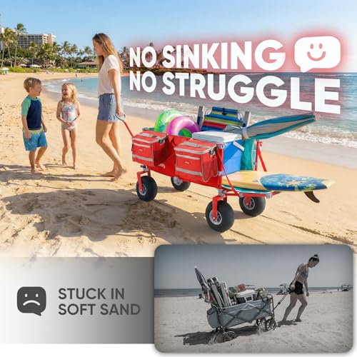 Heavy Duty Beach Wagon with 9" Big Sand (Red)