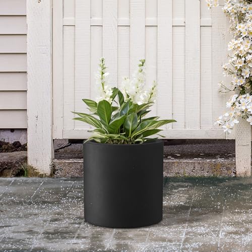Black Concrete Planter 9.8" Tall All (Black / 9.8" Dia)