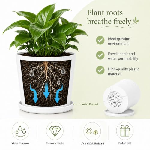 2 Plant Pots Indoor (White / 4.8''+5.5'')