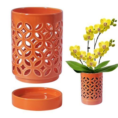 Orchid Pot 4 Inch (Orange Coin)