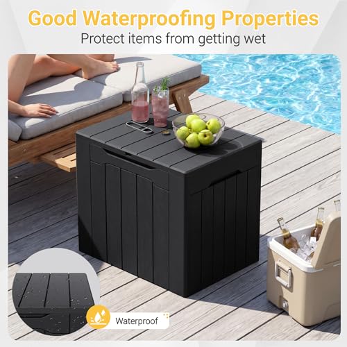 33 Gallon Resin Deck Box All Weather Outdoor Storage Boxes (Black / 33 Gallon)