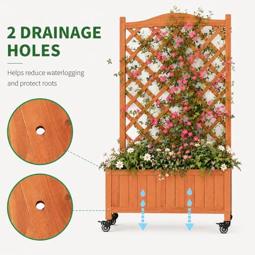 2 Pack Trellis Raised Garden Bed Trellis for Climbing Plants (Red Brown / H50 × W28 × D13 in)