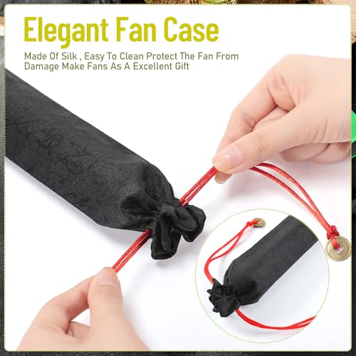 2 Packs Large Folding Hand Fans (Green and Yellow)